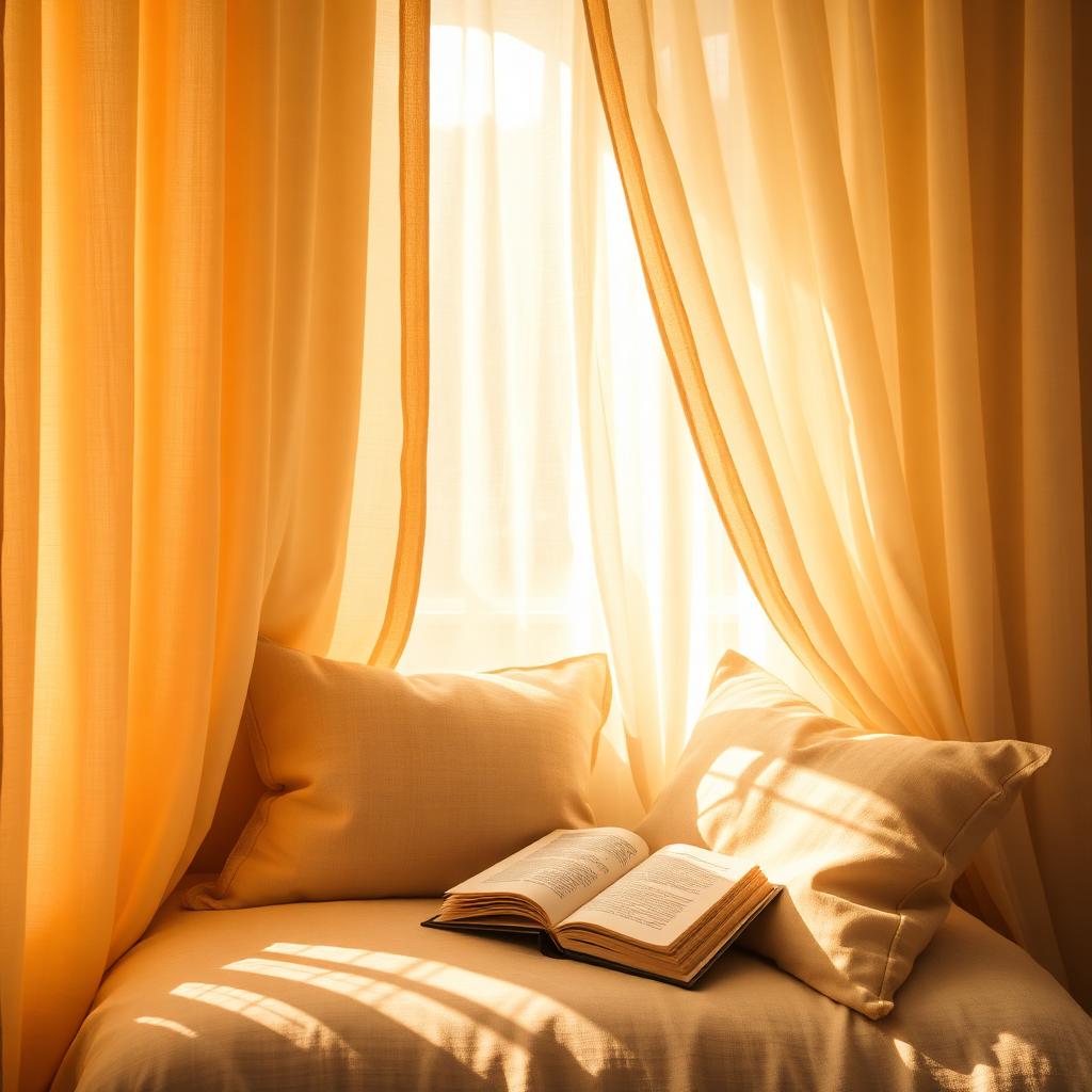 A serene sanctuary space bathed in warm morning light